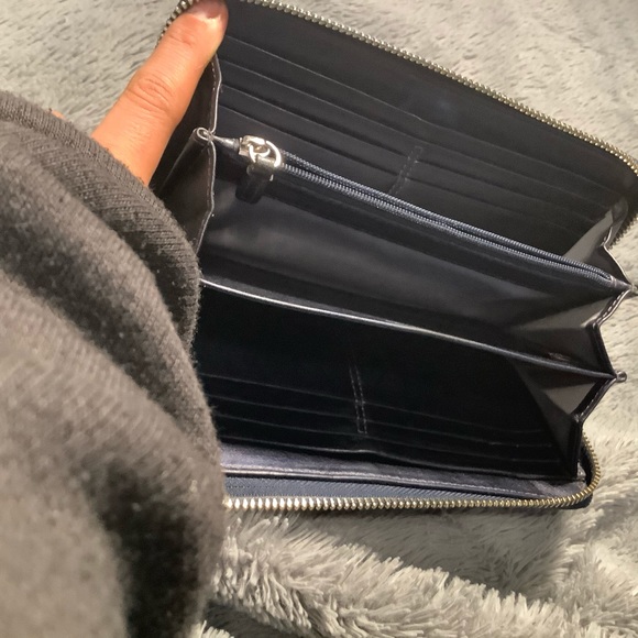 Vintage Coach metallic navy blue  leather wallet - Picture 6 of 11